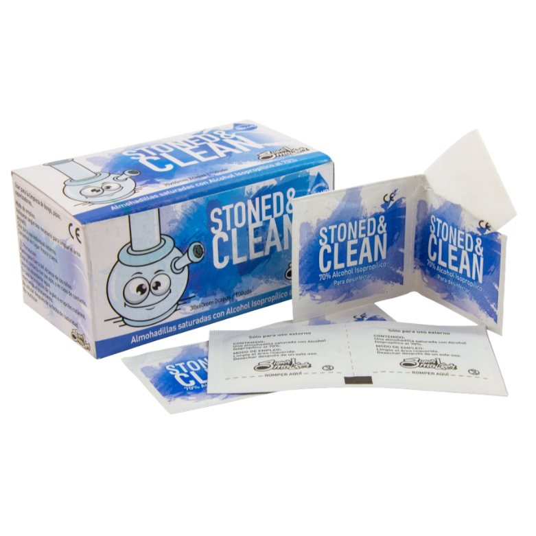 Toallitas de Alcohol Isopropílico Stoned & Clean - Display de 100 Unidades