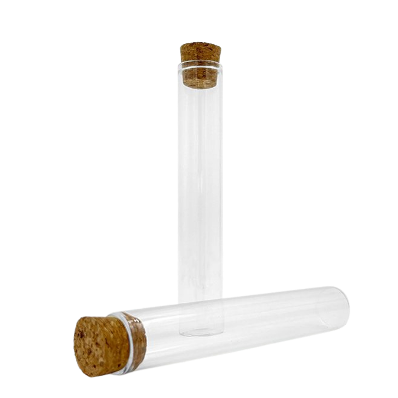 Tubo de Vidrio Transparente con Tapa de Corcho - 116mm